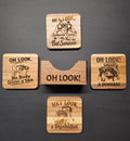 The "OH LOOK" series Acacia Wood Drink Coasters