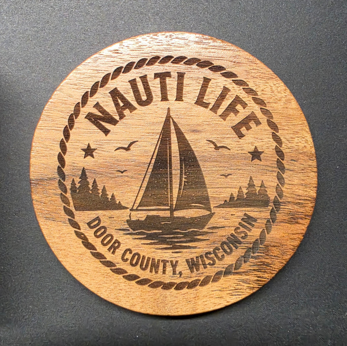 Door County / Sturgeon Bay Themed Laser Engraved Coasters - NAUTI LIFE