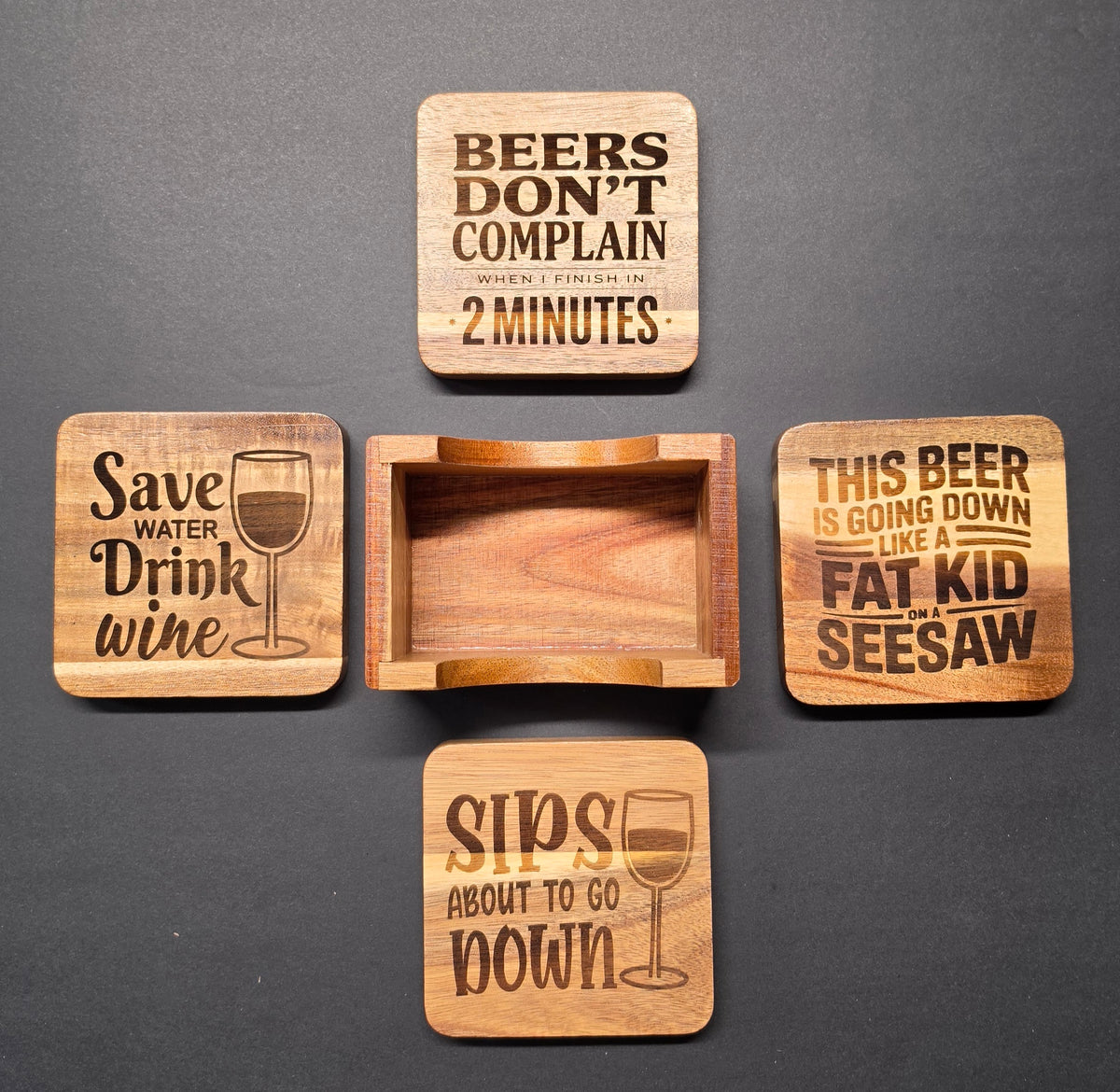 Beer & Wine Themed Unfiltered, Sarcastic & Funny Wood Coasters