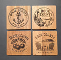 Door County Themed Laser Engraved Coasters with Metal Holder