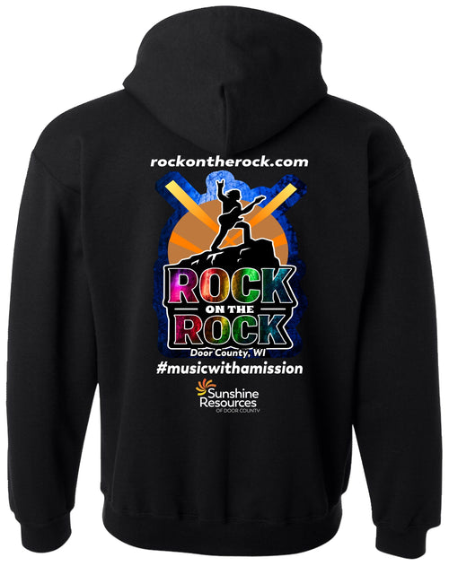 Rock on the Rock Door County Hoodie | Gildan Heavy Blend Black Sweatshirt 2026